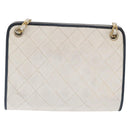 CHANEL Matelasse Chain Shoulder Bag Leather White Gold CC Auth 171161-2