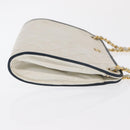 CHANEL Matelasse Chain Shoulder Bag Leather White Gold CC Auth 171161-3