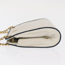 CHANEL Matelasse Chain Shoulder Bag Leather White Gold CC Auth 171161-4