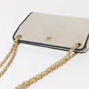 CHANEL Matelasse Chain Shoulder Bag Leather White Gold CC Auth 171161-6