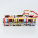 FENDI Chain Mini Bee Baguette Shoulder Bag Leather Multicolor Gold Auth 171168SAM-10