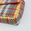 FENDI Chain Mini Bee Baguette Shoulder Bag Leather Multicolor Gold Auth 171168SAM-11
