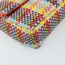 FENDI Chain Mini Bee Baguette Shoulder Bag Leather Multicolor Gold Auth 171168SAM-12
