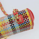 FENDI Chain Mini Bee Baguette Shoulder Bag Leather Multicolor Gold Auth 171168SAM-16