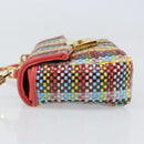 FENDI Chain Mini Bee Baguette Shoulder Bag Leather Multicolor Gold Auth 171168SAM-5