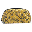 CHANEL Pouch Patent leather Black Gold Silver CC Auth 171183-14