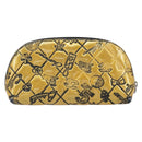 CHANEL Pouch Patent leather Black Gold Silver CC Auth 171183-2