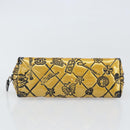 CHANEL Pouch Patent leather Black Gold Silver CC Auth 171183-7
