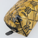 CHANEL Pouch Patent leather Black Gold Silver CC Auth 171183-15