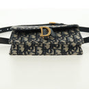 Christian Dior Trotter Canvas Saddle Waist bag Navy Gold Auth 171184M-11