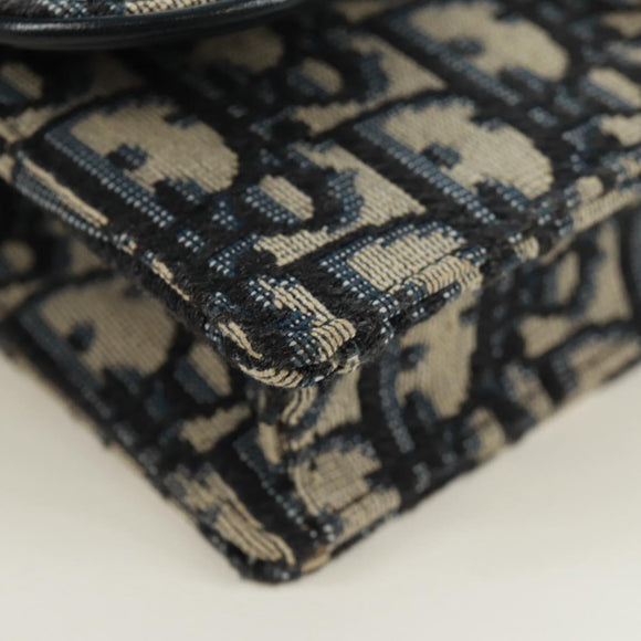 Christian Dior Trotter Canvas Saddle Waist bag Navy Gold Auth 171184M