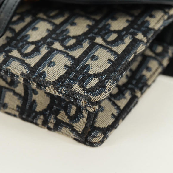 Christian Dior Trotter Canvas Saddle Waist bag Navy Gold Auth 171184M