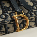 Christian Dior Trotter Canvas Saddle Waist bag Navy Gold Auth 171184M-16
