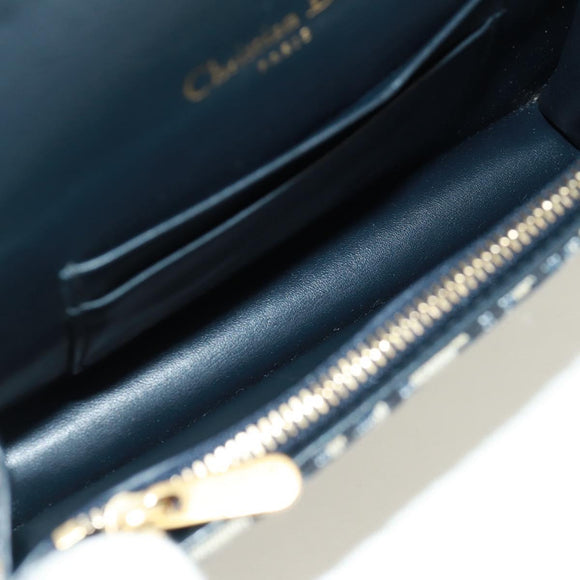 Christian Dior Trotter Canvas Saddle Waist bag Navy Gold Auth 171184M