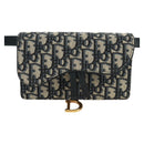Christian Dior Trotter Canvas Saddle Waist bag Navy Gold Auth 171184M-2
