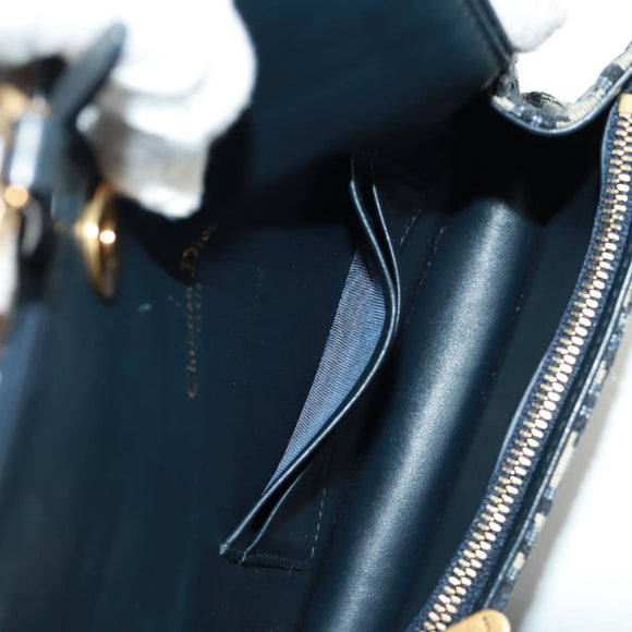 Christian Dior Trotter Canvas Saddle Waist bag Navy Gold Auth 171184M