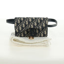 Christian Dior Trotter Canvas Saddle Waist bag Navy Gold Auth 171184M-27