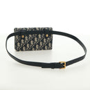 Christian Dior Trotter Canvas Saddle Waist bag Navy Gold Auth 171184M-7