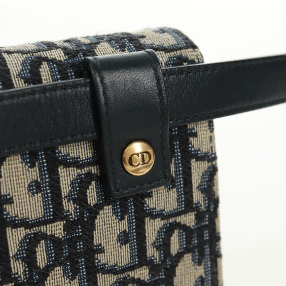 Christian Dior Trotter Canvas Saddle Waist bag Navy Gold Auth 171184M