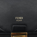 FENDI Chain Shoulder Bag Leather Black Gold Auth 171185M-19
