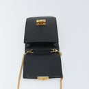 FENDI Chain Shoulder Bag Leather Black Gold Auth 171185M-9