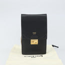 FENDI Chain Shoulder Bag Leather Black Gold Auth 171185M-12