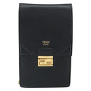 FENDI Chain Shoulder Bag Leather Black Gold Auth 171185M-13