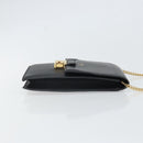 FENDI Chain Shoulder Bag Leather Black Gold Auth 171185M-3