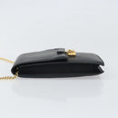 FENDI Chain Shoulder Bag Leather Black Gold Auth 171185M-4