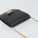 FENDI Chain Shoulder Bag Leather Black Gold Auth 171185M-6