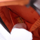 CHANEL Cambon Line Pouch Leather Dark Brown Silver CC Auth 171191-19