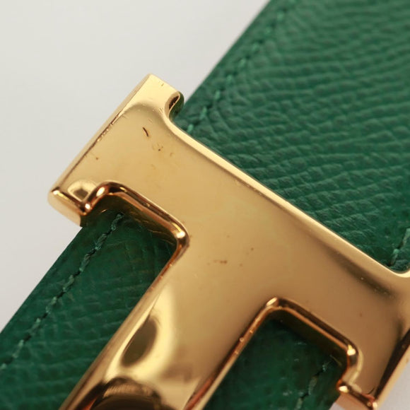 HERMES Constance H belt Belt Leather 31.5"" Green Red Auth 171197V