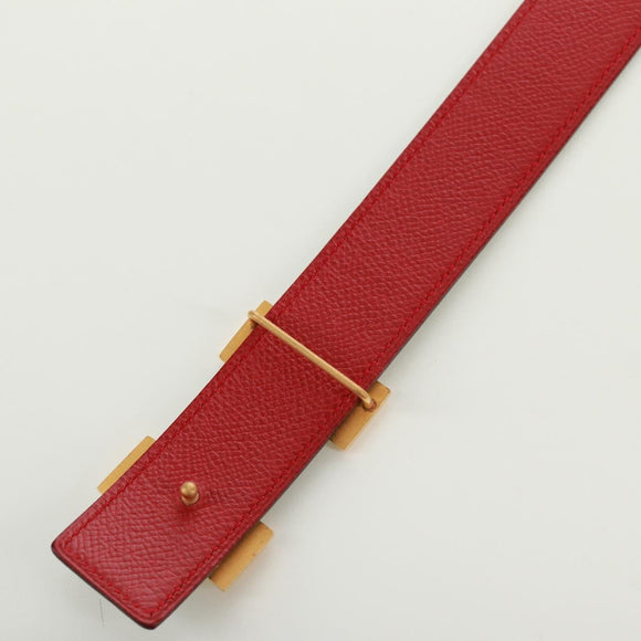 HERMES Constance H belt Belt Leather 31.5"" Green Red Auth 171197V