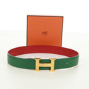 HERMES Constance H belt Belt Leather 31.5"" Green Red Auth 171197V-12
