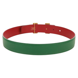 HERMES Constance H belt Belt Leather 31.5"" Green Red Auth 171197V - 0