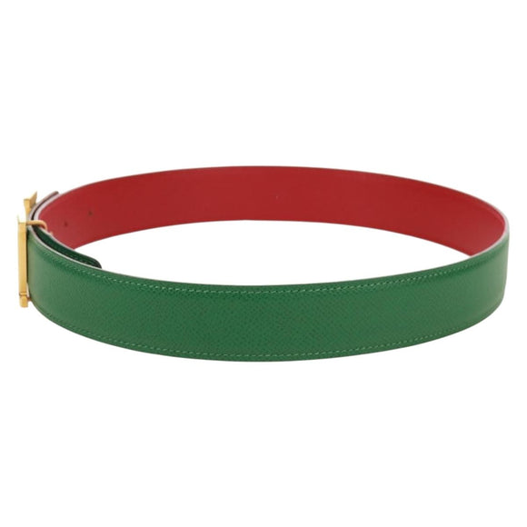 HERMES Constance H belt Belt Leather 31.5"" Green Red Auth 171197V