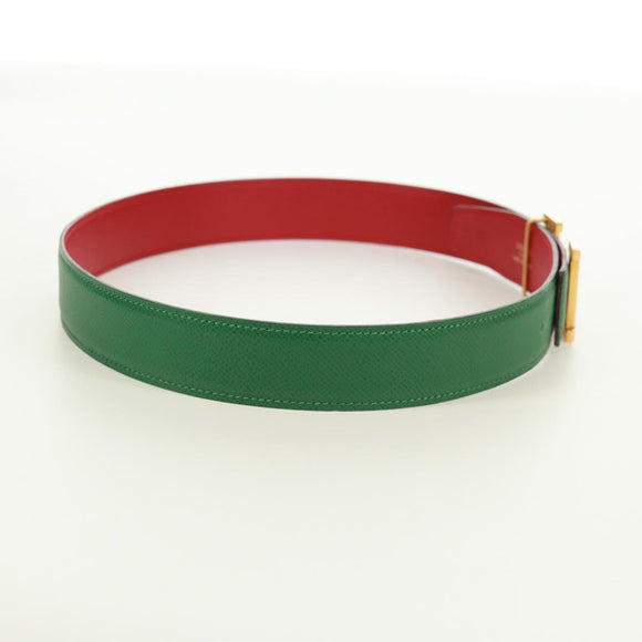 HERMES Constance H belt Belt Leather 31.5"" Green Red Auth 171197V