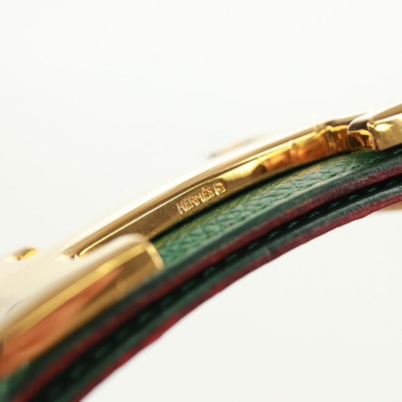 HERMES Constance H belt Belt Leather 31.5"" Green Red Auth 171197V