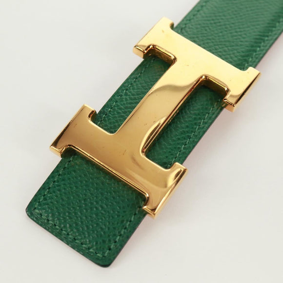 HERMES Constance H belt Belt Leather 31.5"" Green Red Auth 171197V