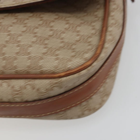 CELINE Macadam Canvas Shoulder Bag PVC Beige Gold Auth 171225