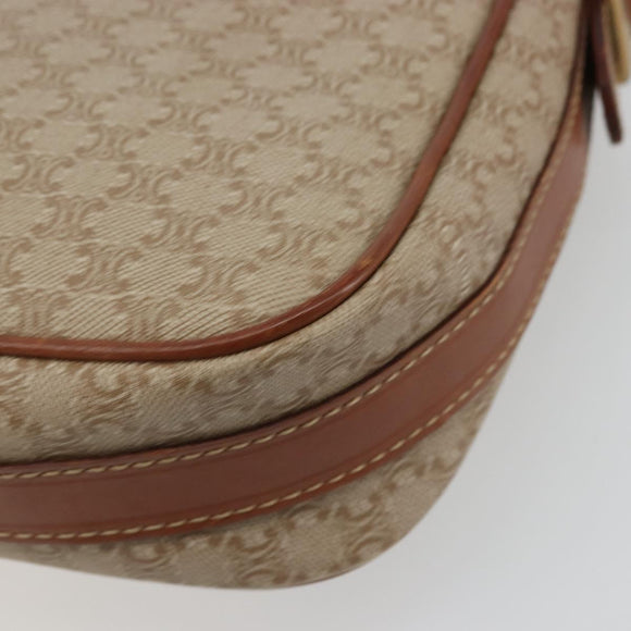 CELINE Macadam Canvas Shoulder Bag PVC Beige Gold Auth 171225