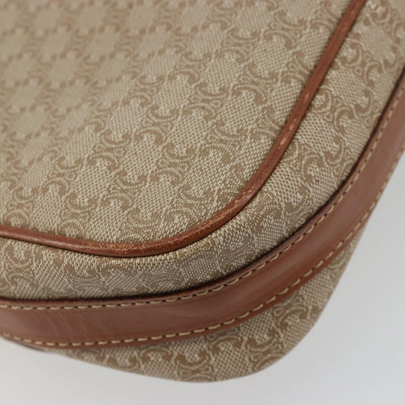 CELINE Macadam Canvas Shoulder Bag PVC Beige Gold Auth 171225