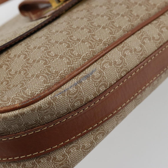 CELINE Macadam Canvas Shoulder Bag PVC Beige Gold Auth 171225