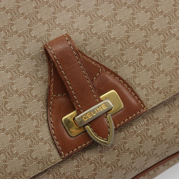 CELINE Macadam Canvas Shoulder Bag PVC Beige Gold Auth 171225