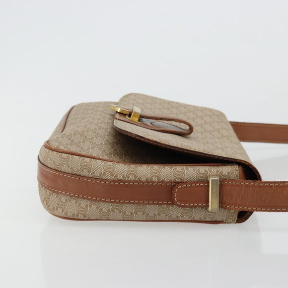 CELINE Macadam Canvas Shoulder Bag PVC Beige Gold Auth 171225