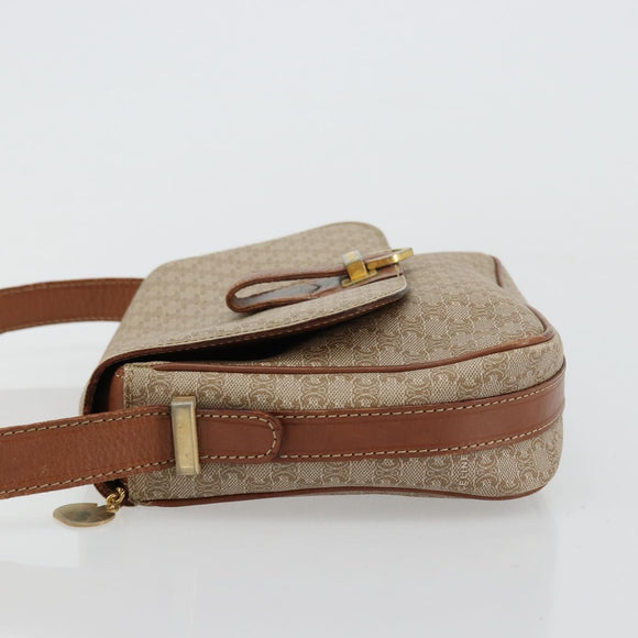 CELINE Macadam Canvas Shoulder Bag PVC Beige Gold Auth 171225