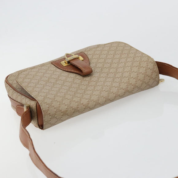 CELINE Macadam Canvas Shoulder Bag PVC Beige Gold Auth 171225