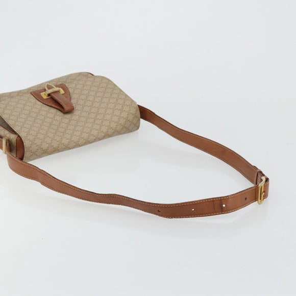 CELINE Macadam Canvas Shoulder Bag PVC Beige Gold Auth 171225