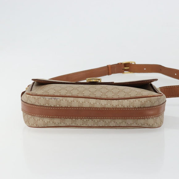 CELINE Macadam Canvas Shoulder Bag PVC Beige Gold Auth 171225
