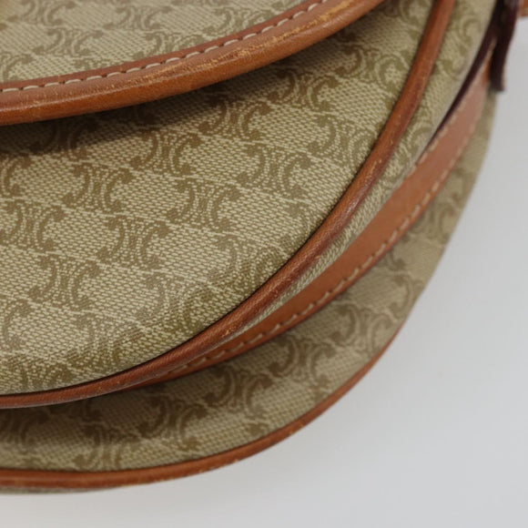 CELINE Macadam Canvas Shoulder Bag PVC Beige Gold Auth 171226